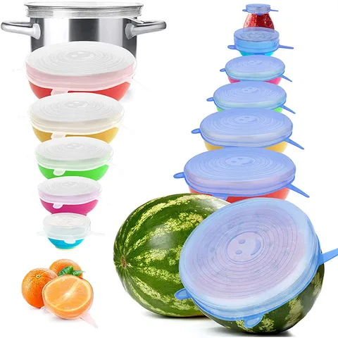 Tapas Extensibles de Silicona Tapas Reutilizables para Cuencos Sello de Alimentos Transparente para Cocina