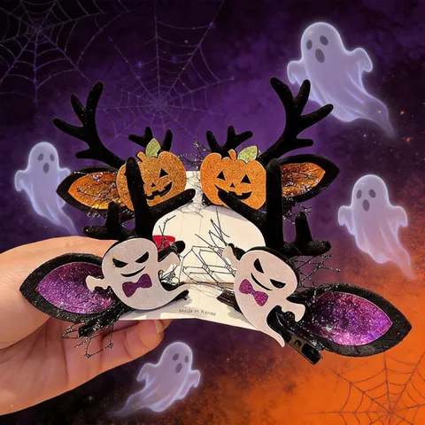 Halloween Reindeer Antlers Pumpkin Bat Ghost Hair Clips Headband For Kids Funny Festive Party Hair Accessories Decorations