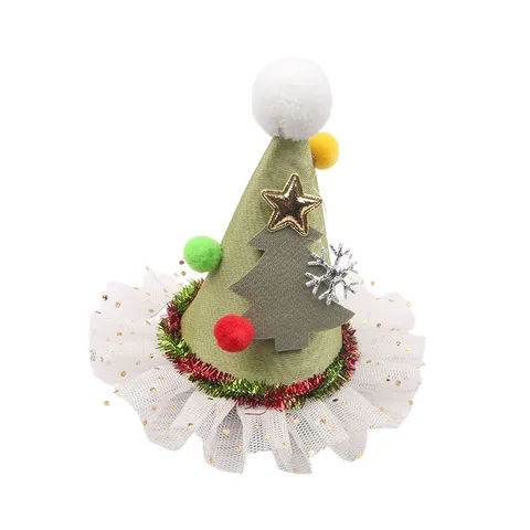 Mini Weihnachtsmütze DIY Haarschmuck Für Mädchen Glitzer Spitze Pompon Glocke Haarklammer Haarreif Dekoration Zubehör