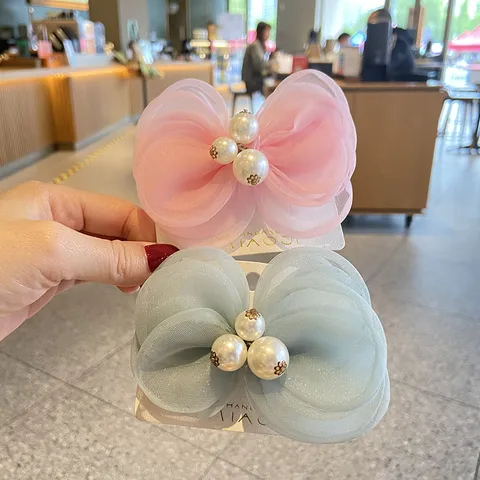 Süße Netzgewebe Schleife Haarspangen Mit Künstliche Perle Zubehör Elegant Handgemacht Prinzessin Kopfschmuck Für Kinder Mädchen Damen Alltag Party Schmuck Dekoration