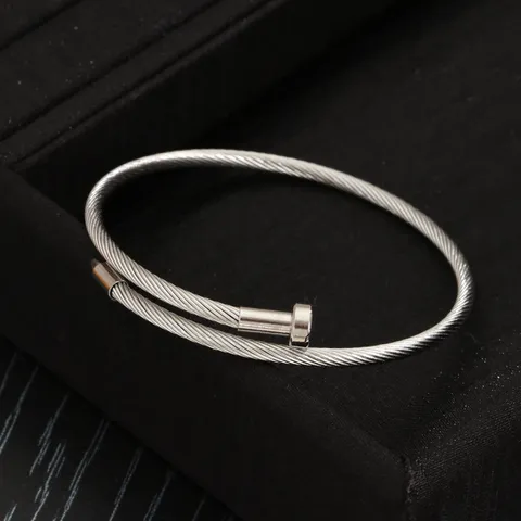 Minimalistischer Edelstahl Drahtgewebe Kabel Armreif Für Herren Damen Galvanisierter Geometrischer Offener Manschetten Armband Mode Punk Schmuck