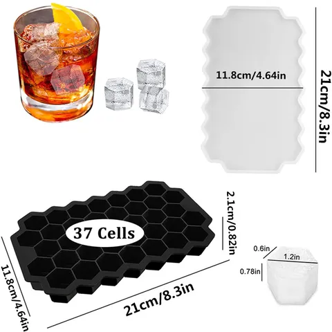 Vassoio per Ghiaccio a Nido d'Ape in Silicone Alimentare Con Coperchio Stampo Flessibile DIY