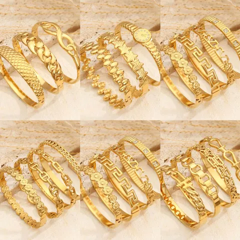 Bracciale Rigido in Acciaio Inossidabile Placcato Oro 18K per Donna Texture Geometrica a Serpente Gioielli di Moda Regalo