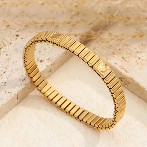 Minimalistische Roestvrijstalen Italiaanse Modulaire Armband Elastische Rek Blok Schakelketting Unisex Punk Mode Handschmuck