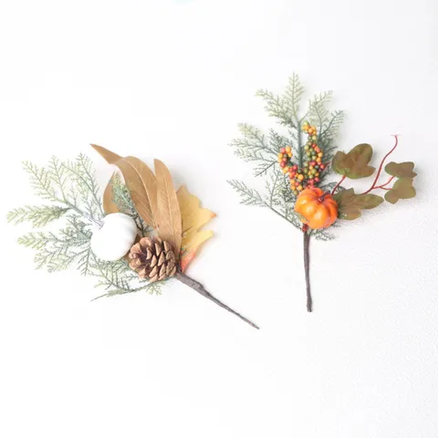 Artificial Maple Leaf Pumpkin Halloween Garland Pick Plastic Fall Floral Stem Home Decor Thanksgiving Decoration