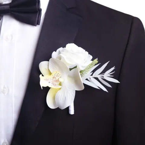 Herren Seidenblume Phalaenopsis Rose Ansteckblume Brosche Nadel Für Outdoor Hochzeit Party Fotografie Requisiten Dekoration