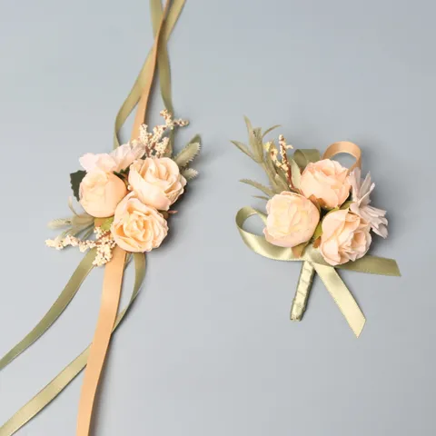 Kunstmatige Zijden Roos Bloem Corsage Pols Boutonnière Bruiloft Bruid Bruidsmeisje Bruidegom Feest Bloemen Decor Accessoires