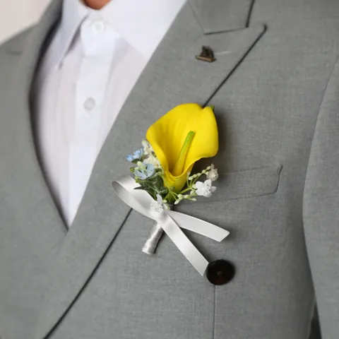European Artificial Calla Lily Corsage And Wrist Flower Silk Flower Wedding Party Bride Groom Suit Decor Floral Accessories