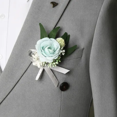Kunstbloem Boutonniere Corsage Handgemaakte Stof Roos Bloem Bruiloft Bruidegom Zakelijke Bijeenkomst Feest Pak Decor