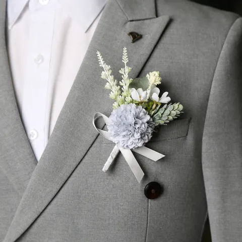 Kunstbloem Boutonniere Corsage Handgemaakte Stof Roos Bloem Bruiloft Bruidegom Zakelijke Bijeenkomst Feest Pak Decor