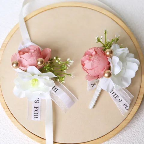Estilo Coreano Flor De Seda Artificial Ramillete De Boda Y Conjunto De Flores De Muñeca Dama De Honor Fiesta Joyería De Pulsera Floral