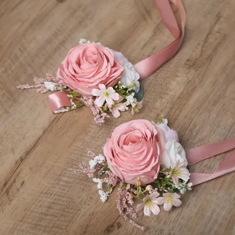 Stile Francese Romantico Fresco Peonia Nude Rosa Rosa Damigella Sposa Fiore da Polso Matrimonio Fiore Artificiale Decorazione per Festa