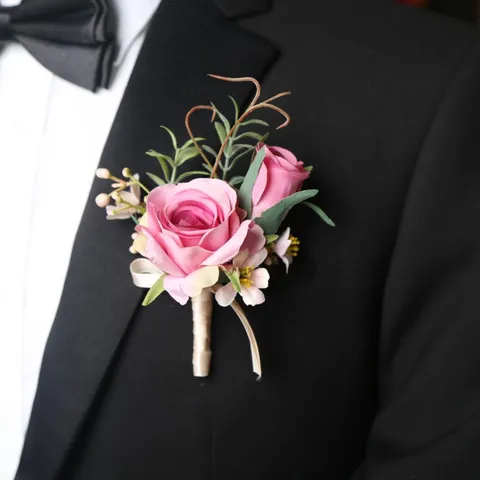 European Style Artificial Silk Rose Wedding Corsage And Wrist Flower Bride Groom Bridesmaid Boutonnieres Party Decor