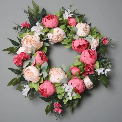 Ghirlanda di Fiori Artificiali in Seta Peonia Appendiporta per Decorazioni da Parete Ghirlanda Floreale per Arredamento Festa di Matrimonio