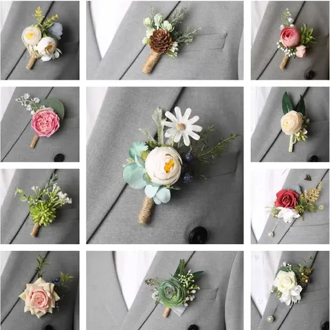 Esthetische Zijden Bloem Corsage Kunstmatige Roos Reversspeld Bruidskostuum Decoratie