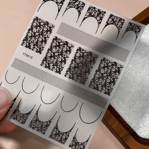 Retro French Lace Rose Nail Art Stickers Classic Black And White DIY Manicure Decals Fashion Nail Decoration