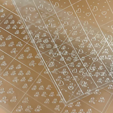 Transparent 3D Embossed Nail Art Stickers Bow Star Heart Design Resin Decals DIY Manicure Accessories For Women