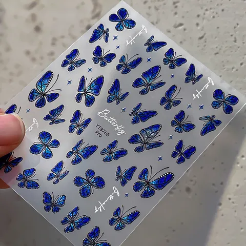 Three-Dimensional Embossed Butterfly Nail Art Stickers Holographic Star Adhesive Nail Decals Manicure Accessories