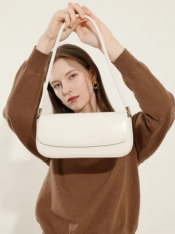 Borsa a Spalla a Sella in Vera Pelle da Donna Minimalista Urbano Design di Nicchia Borsa da Sottoascella Tinta Unita Pendolarismo