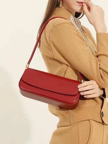Borsa a Spalla a Sella in Vera Pelle da Donna Minimalista Urbano Design di Nicchia Borsa da Sottoascella Tinta Unita Pendolarismo
