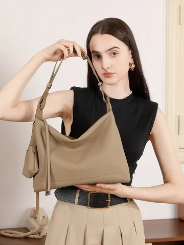 Borsa a Tracolla in Vera Pelle da Donna Borsa Tote Commuter di Grande Capacità Retro Casual Morbida Hobo Sotto Ascella