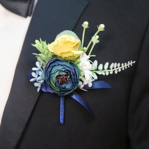 Artificial Rose Flower Boutonniere Wrist Corsage Set Wedding Party Groom Bride Suit Dress Lapel Pin Decoration