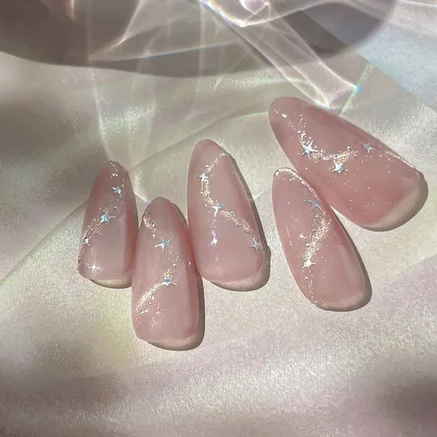 Exquisite 3D Hot Stamping Star Nail Stickers French Style Metallic Star Nail Art Decals DIY Manicure Decorations