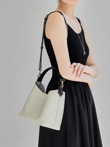 Borsa Secchiello in Vera Pelle da Donna Stile Commuter Borsetta con Manico Superiore Tracolla
