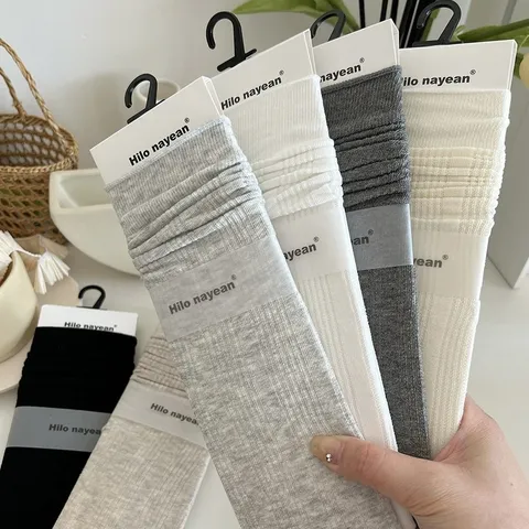 Calcetines Slouch Delgados de Puro Algodón para Mujer Rayas Verticales Estilo Retro Francés Calcetines de Media Caña Casuales Uso Diario