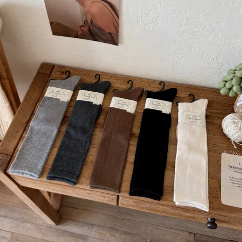 Women Autumn Winter Warm Silk Wool Blend Long Stacked Socks Fashion Casual Comfortable High Tube Calf Socks