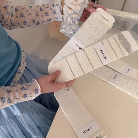 Dames Zijde Casual KuitSokken Koreaanse Stijl Schattige Volant Kant Strik Polka Dot Gestreepte Ademende Dunne Mode Sokken