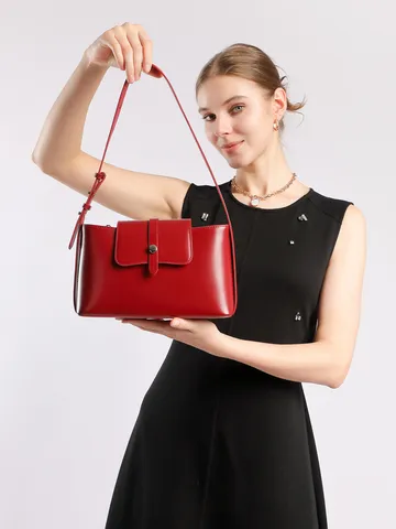 Vera Pelle Donne Borsa Sottobraccio Vintage Semplice Pendolare Spalla Borsa a Mano Moda Chic Tinta Unita Borsa Giornaliera