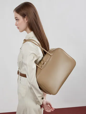 Borsa Boston in Vera Pelle da Donna Retro Casual Borsa a Mano a Spalla Grande Capacità Vintage Commuter