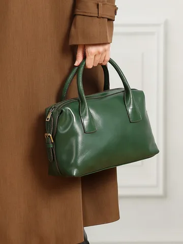 Donna Pelle Borsa da Bowling Vintage Manico Superiore Satchel Boston Borsa a Mano Casual Tracolla Spalla Cuscino Borsa
