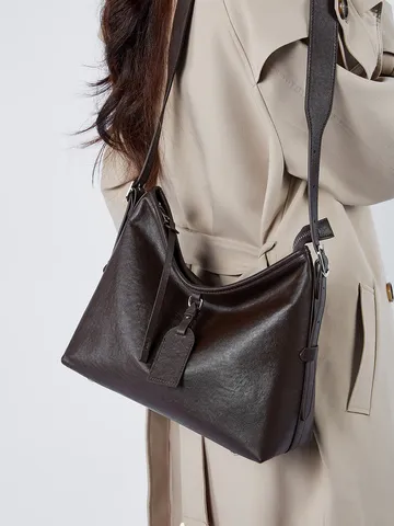 Borsa Tote in Vera Pelle per Donna Vintage Grande Capacità Hobo Borsa a Tracolla Morbida Pelle Bovina Borsa da Lavoro