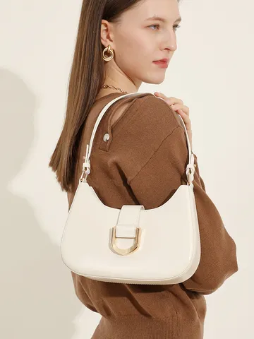 Borsa a Tracolla Moda Donna in Pelle PU Retro Hobo Baguette Casual Commuter con Fibbia Metallica D Borsetta