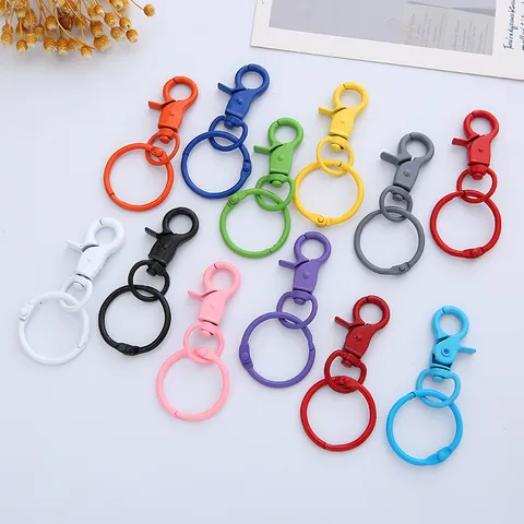 Porte-clés Mousqueton en Métal Coloré Anneaux Sautés Ouverts Clip pour Chien Accessoires de Fabrication de Bijoux Couleurs Assorties