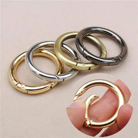 Zinc Alloy Spring O Rings Metal Round Spring Snap Hooks Openable Gate Rings For Bags Keychains DIY Hardware