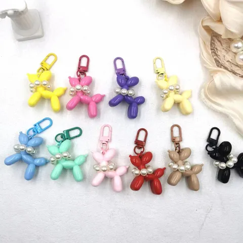 Mignon Porte-clés Chien Ballon Acrylique Pendentif Perle Imitation Pendentif de Sac Accessoires Étui Téléphone
