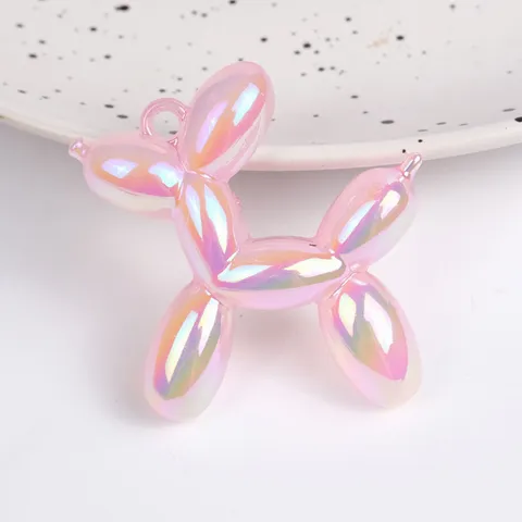 Pendentif en Acrylique Galvanisé Chien Ballon Coloré DIY Collier Porte-Clés Bracelet Breloque de Sac Accessoires de Bijoux