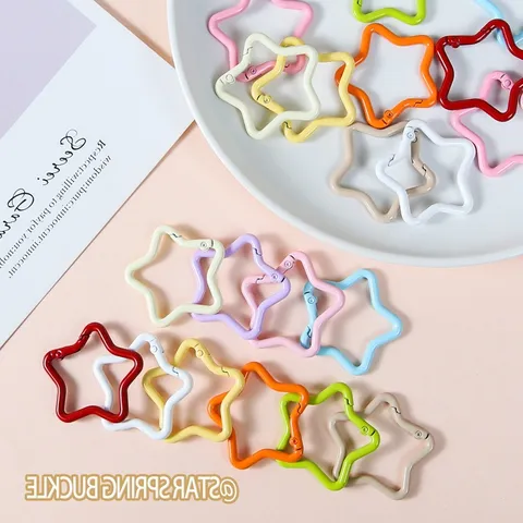 Boucle à Ressort Pentagramme Peinture Cuite Métal Accessoires de Bijoux DIY Porte-Clés Anneau de Connexion Pendentif Trouvailles d'Artisanat