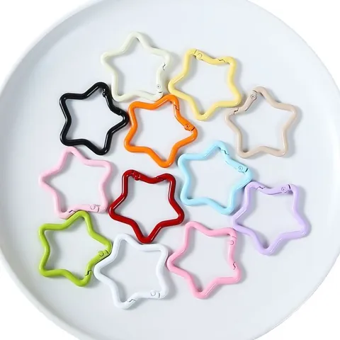 Boucle à Ressort Pentagramme Peinture Cuite Métal Accessoires de Bijoux DIY Porte-Clés Anneau de Connexion Pendentif Trouvailles d'Artisanat
