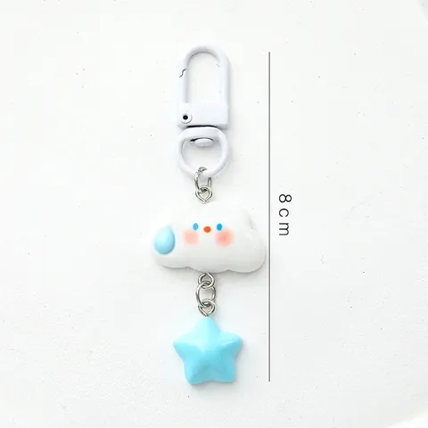 Mignon Porte-clés Nuage Étoile Dessin Animé Résine Alliage Pendentif Sac Couple Amitié Anneau Clé Kawaii Accessoires Esthétiques