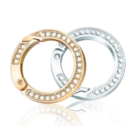 Porte-clés Boucles Fer à Cheval Strass en Alliage de Zinc Anneau Ressort Double Face Pendentif Sac Chaîne Clés de Voiture