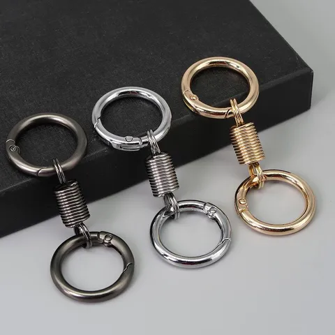 Porte-Clés Ressort en Métal Créatif Double Anneau Anneau à Ressort Suspendu à la Taille Porte-Clés Voiture Accessoires de Mode
