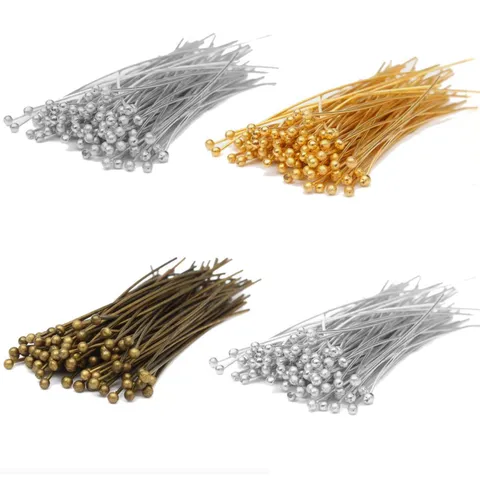 Épingles à Tête en Cuivre pour Fabrication de Boucles d'Oreilles DIY Fournitures de Bijoux Couleur Or et Argent