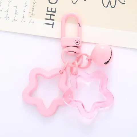 Porte-clés Pendentif Étoile à Cinq Pointes en Acrylique Mignon Charme de Sac avec Cloche Accessoires DIY pour Femmes Filles Décor de Sac à Main