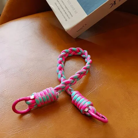 Courte Lanière de Téléphone Tressée Sangle de Téléphone Portable Tissée Colorée Anneau Métal Amovible Sangle Anti-Perte