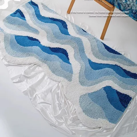 Alfombra de Flocado con Ondas Irregulares de Poliéster Alfombrilla Gruesa para Ventanal Salón Dormitorio Alfombra de Cabecera