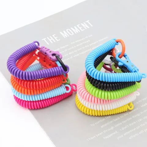 Corde à Ressort Colorée Porte-clés Anti-perte Bloc de Couleur Bracelet Sac Matériel Décoratif Accessoires de Bijoux Pendentif